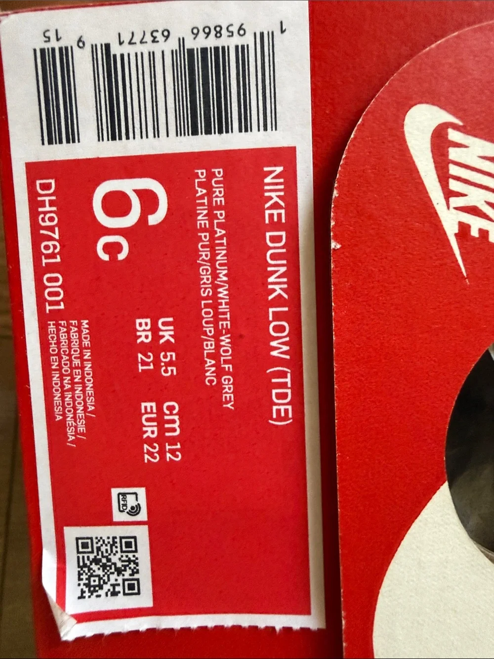 New Toddler Nike Dunk Low Wolf Grey